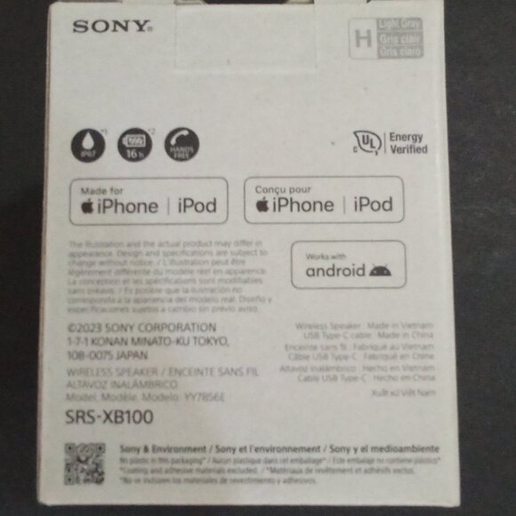 SONY WIRELESS BLUETOOTH SPEAKER WITH 16 HRS BATTERY LIFE MODEL # GRAY SRS-XB100 - Picture 2 of 9